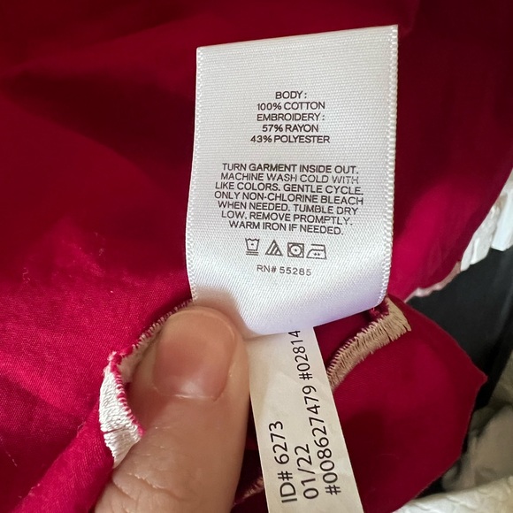 Express Red Embroidered Ruffled Top, Size Large - Picture 5 of 10